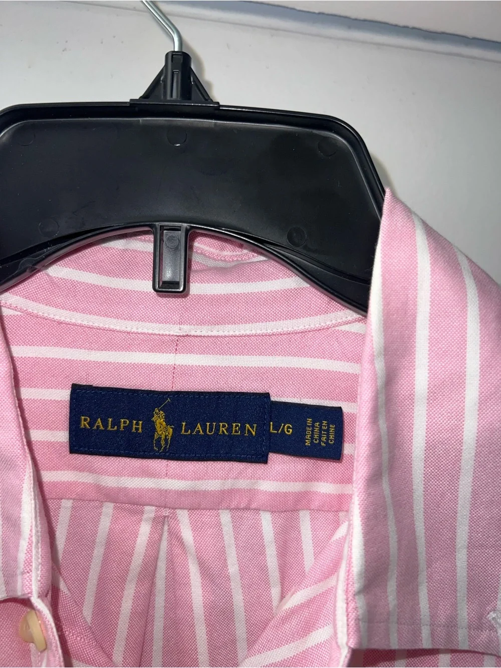 Polo by Ralph Lauren Pink and White Striped Dress Shirt